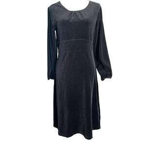 Hanna Andersson Classic Black Velvet Velour Long Sleeve Dress Small